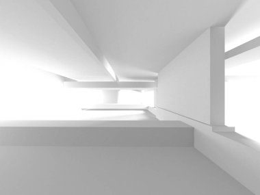 Soyut Beyaz Mimari Tasarım Konsepti. 3d Görüntüleme