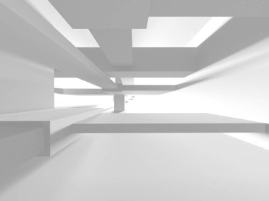 Soyut Beyaz Mimari Tasarım Konsepti. 3d Görüntüleme