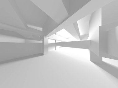 Soyut Beyaz Mimari Tasarım Konsepti. 3d Görüntüleme