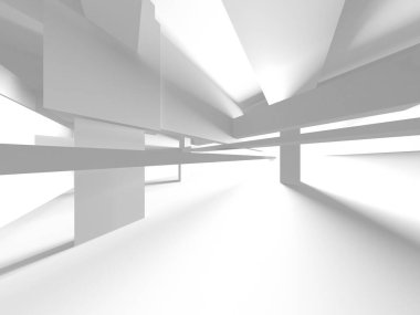 Soyut Beyaz Mimari Tasarım Konsepti. 3d Görüntüleme