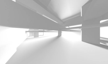 Soyut Beyaz Mimari Tasarım Konsepti. 3d Görüntüleme