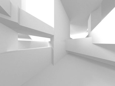 Soyut Beyaz Mimari Tasarım Konsepti. 3d Görüntüleme