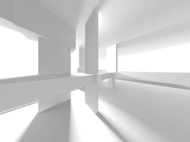 Soyut Beyaz Mimari Tasarım Konsepti. 3d Görüntüleme