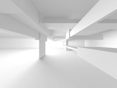 Soyut Beyaz Mimari Tasarım Konsepti. 3d Görüntüleme