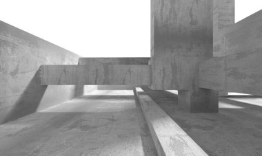 Dark Beton Duvar Mimarisi. Boş Oda. 3d Görüntüleme