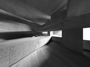 Dark Beton Duvar Mimarisi. Boş Oda. 3d Görüntüleme