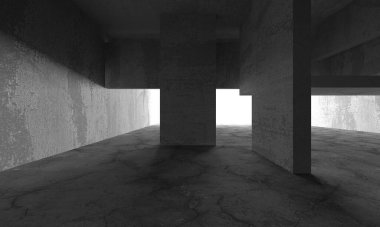 Dark Beton Duvar Mimarisi. Boş Oda. 3d Görüntüleme