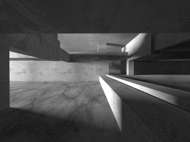 Dark Beton Duvar Mimarisi. Boş Oda. 3d Görüntüleme