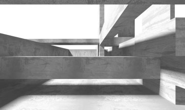 Dark Beton Duvar Mimarisi. Boş Oda. 3d Görüntüleme