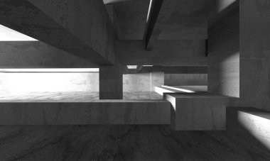 Dark Beton Duvar Mimarisi. Boş Oda. 3d Görüntüleme