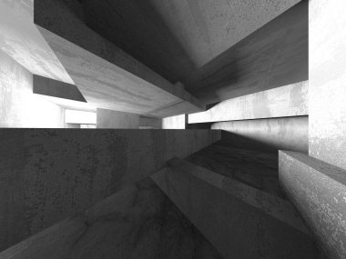 Dark Beton Duvar Mimarisi. Boş Oda. 3d Görüntüleme