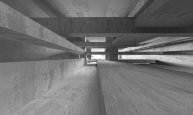 Dark Beton Duvar Mimarisi. Boş Oda. 3d Görüntüleme