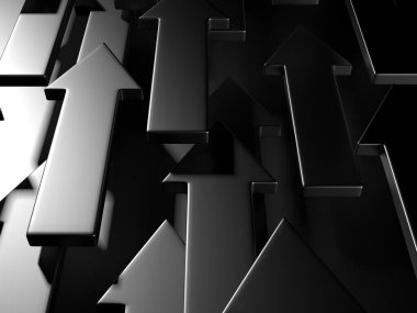 Soyut oklar ileri büyüme kavramı arkaplanı. 3d hazırlayıcı