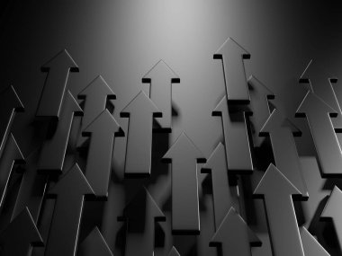 Soyut oklar ileri büyüme kavramı arkaplanı. 3d hazırlayıcı