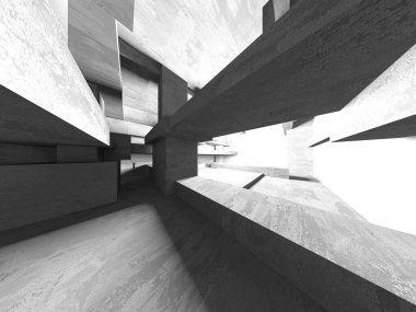 Soyut mimari iç plan. Boş beton oda. 3d hazırlayıcı