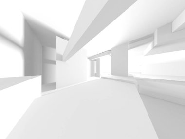 Beyaz Modern Arkaplan. Soyut Bina Konsepti. 3d Hazırlama