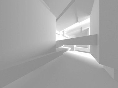 Beyaz Modern Arkaplan. Soyut Bina Konsepti. 3d Hazırlama