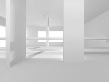 Beyaz Modern Arkaplan. Soyut Bina Konsepti. 3d Hazırlama