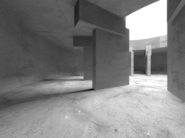 Soyut mimari iç plan. Boş beton oda. 3d hazırlayıcı