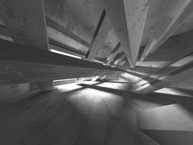 Soyut mimari iç plan. Boş beton oda. 3d hazırlayıcı