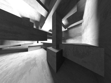 Soyut mimari iç plan. Boş beton oda. 3d hazırlayıcı