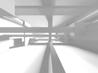 Soyut Beyaz Mimari Tasarım Konsepti. 3d Görüntüleme