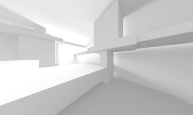 Soyut Beyaz Mimari Tasarım Konsepti. 3d Görüntüleme