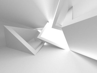 Soyut Beyaz Mimari Tasarım Konsepti. 3d Görüntüleme