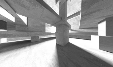 Soyut mimari iç plan. Boş beton oda. 3d hazırlayıcı