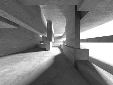 Soyut mimari iç plan. Boş beton oda. 3d hazırlayıcı