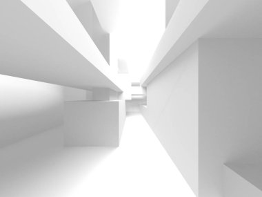 Soyut Beyaz Mimari Tasarım Konsepti. 3d Görüntüleme