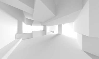 Soyut Beyaz Mimari Tasarım Konsepti. 3d Görüntüleme