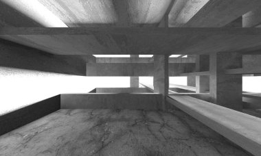 Dark Beton Duvar Mimarisi. Boş Oda. 3d Görüntüleme