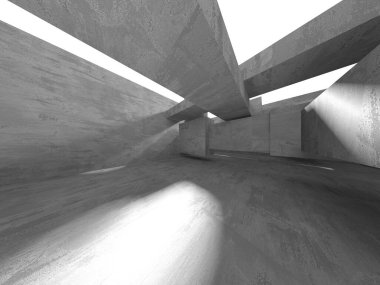 Dark Beton Duvar Mimarisi. Boş Oda. 3d Görüntüleme