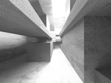 Dark Beton Duvar Mimarisi. Boş Oda. 3d Görüntüleme