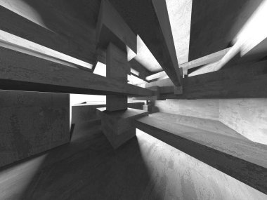 Dark Beton Duvar Mimarisi. Boş Oda. 3d Görüntüleme