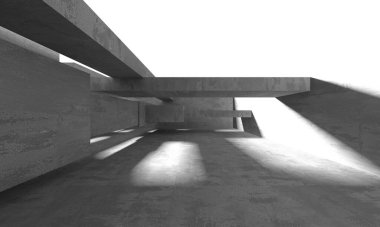 Dark Beton Duvar Mimarisi. Boş Oda. 3d Görüntüleme