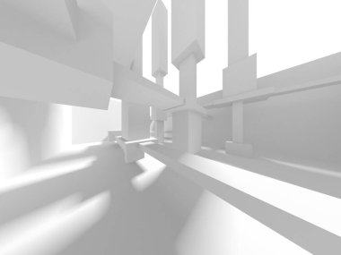 Beyaz Modern Arkaplan. Soyut Bina Konsepti. 3d Hazırlama