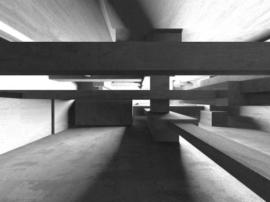 Soyut mimari arka plan. İçi boş beton döşeme. 3d hazırlayıcı