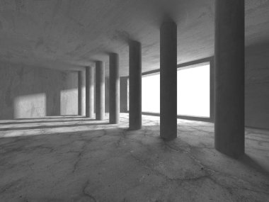 Dark Beton Duvar Mimarisi. Boş Oda. 3d Görüntüleme