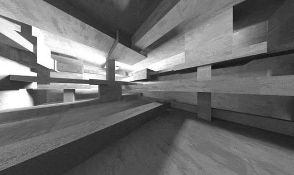 Arquitetura Abstrata Fundo Interior Concreto Áspero Vazio Renderização — Fotografia de Stock