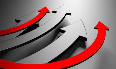 Yaratıcı grafik okları arka planda hareket ediyor. Soyut geometrik tasarım. 3d hazırlayıcı