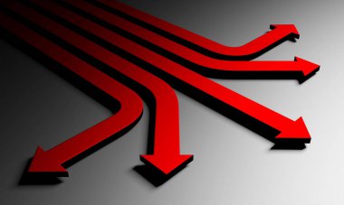 Yaratıcı grafik okları arka planda hareket ediyor. Soyut geometrik tasarım. 3d hazırlayıcı