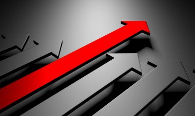 Yaratıcı grafik okları arka planda hareket ediyor. Soyut geometrik tasarım. 3d hazırlayıcı