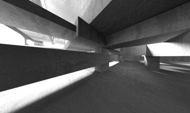 Soyut mimari arka plan. İçi boş beton döşeme. 3d hazırlayıcı