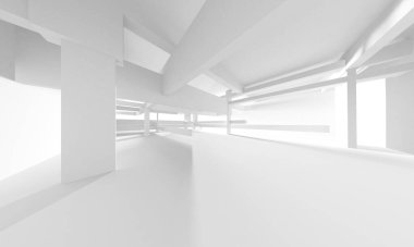 Aydınlatılmış koridor iç tasarımı. Boş Oda İç mimarisi. 3 Boyutlu Hazırlama