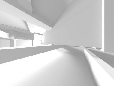 Beyaz Modern Arkaplan. Soyut Bina Konsepti. 3d Hazırlama