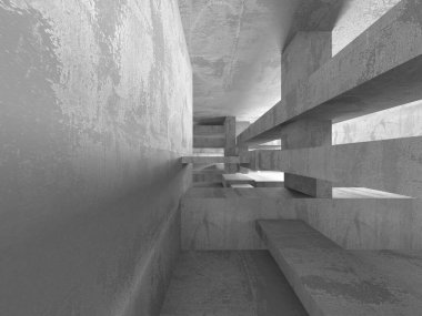 Soyut mimari arka plan. İçi boş beton döşeme. 3d hazırlayıcı