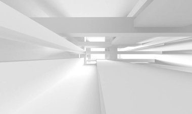 Beyaz Modern Arkaplan. Soyut Bina Konsepti. 3d Hazırlama