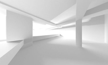 Beyaz Modern Arkaplan. Soyut Bina Konsepti. 3d Hazırlama